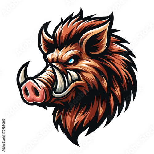 wild beast animal hog boar pig head face mascot design vector illustration, logo template isolated on white background