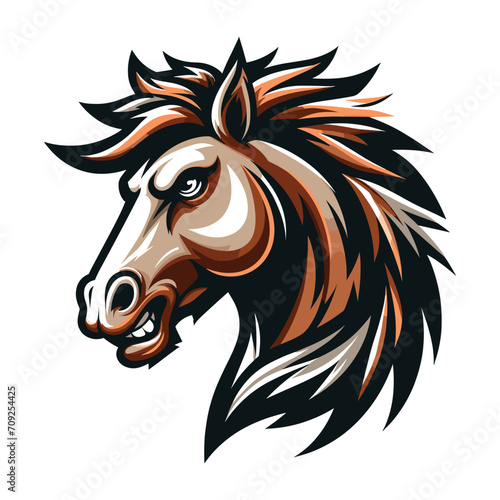 Wallpaper Mural brave strong animal horse head face mascot design vector illustration, logo template isolated on white background Torontodigital.ca