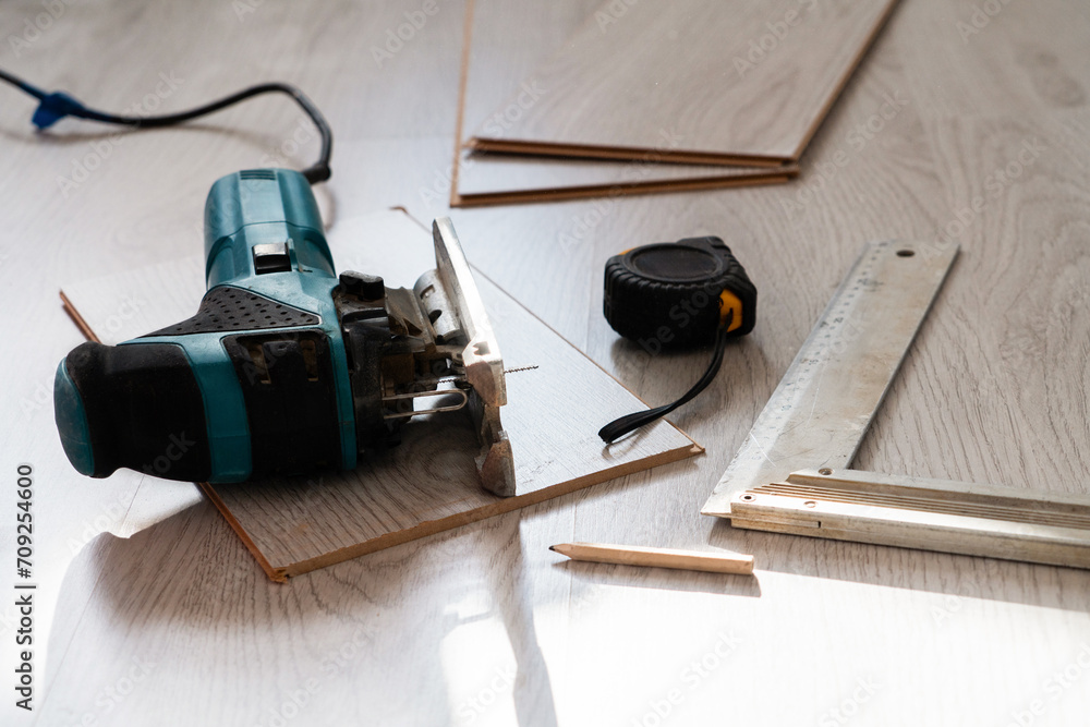 Repairing the floor in the house, laminate flooring in the style of old boards. Repairing the floor in the house, laminate flooring in the style of old boards.