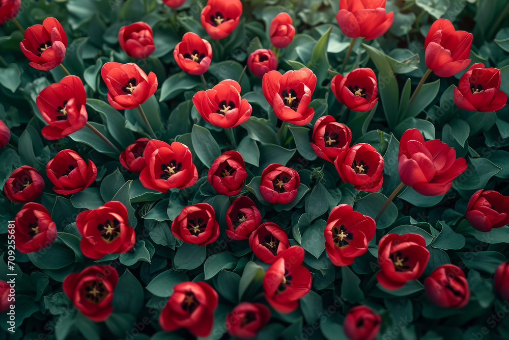 tulips in dark burgundy hues, close-up. top view. tulips in dark burgundy hues, close-up. top view.