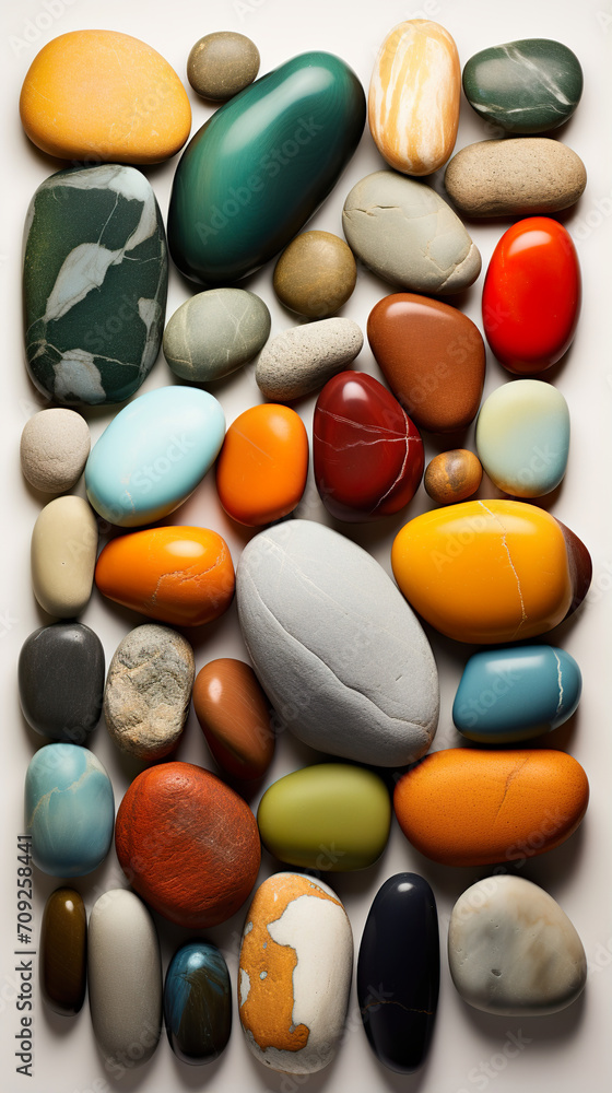 colorful stones from top view. Generative Ai colorful stones from top view. Generative Ai