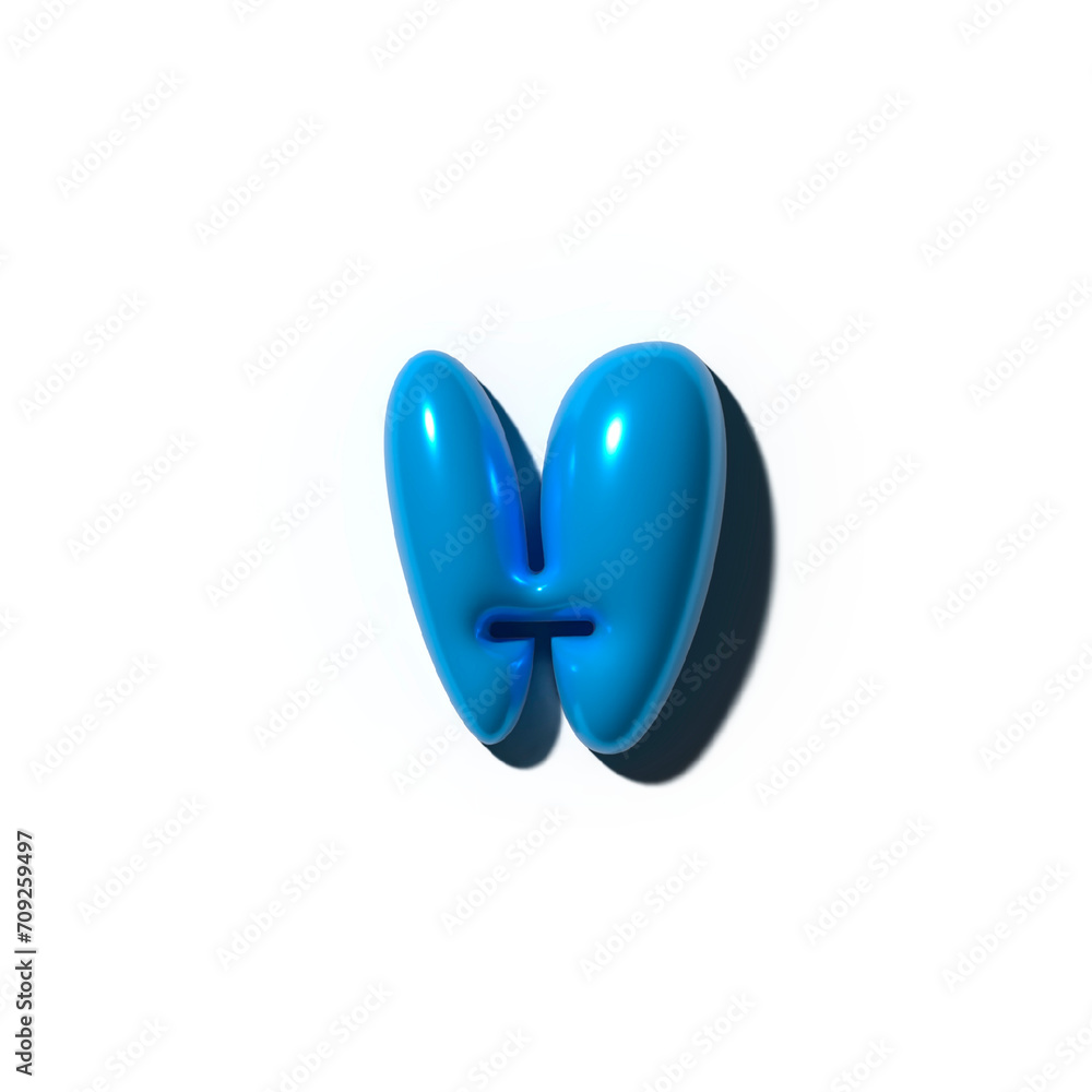3d Inflated letter H in blue on a transparent background 3d Inflated letter H in blue on a transparent background