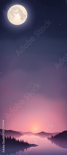 Soft Moon Night Nature Gradient Graphic Banner Design Colorful Bookmark Digital Card Background Website Template