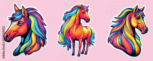 some rainbow color horse stickers