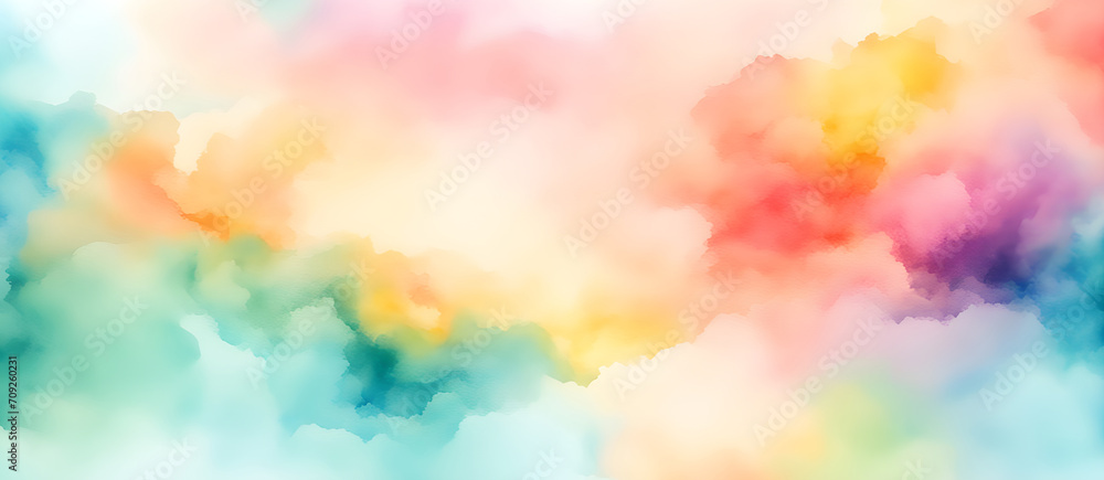 Watercolor Style Artwork Digital Background Colorful Painting Banner Wall Art Design Card Template