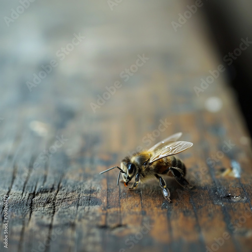 bee on a wooden table © Aleksandra