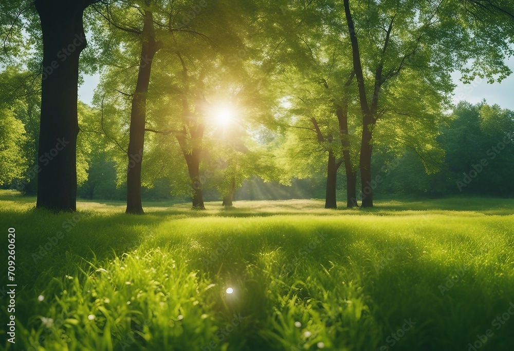 Beautiful bright colorful summer spring landscape with trees in Park juicy fresh green grass on lawn Beautiful bright colorful summer spring landscape with trees in Park juicy fresh green grass on lawn