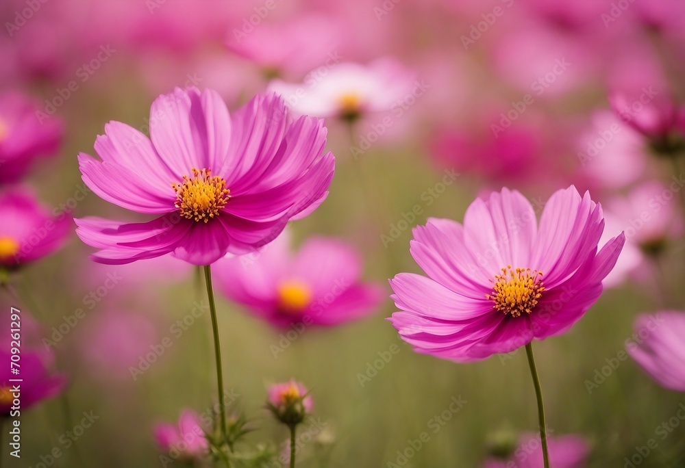 Set of three pink Cosmos bipinnatus flowers with different perspective isolated on white background Set of three pink Cosmos bipinnatus flowers with different perspective isolated on white background