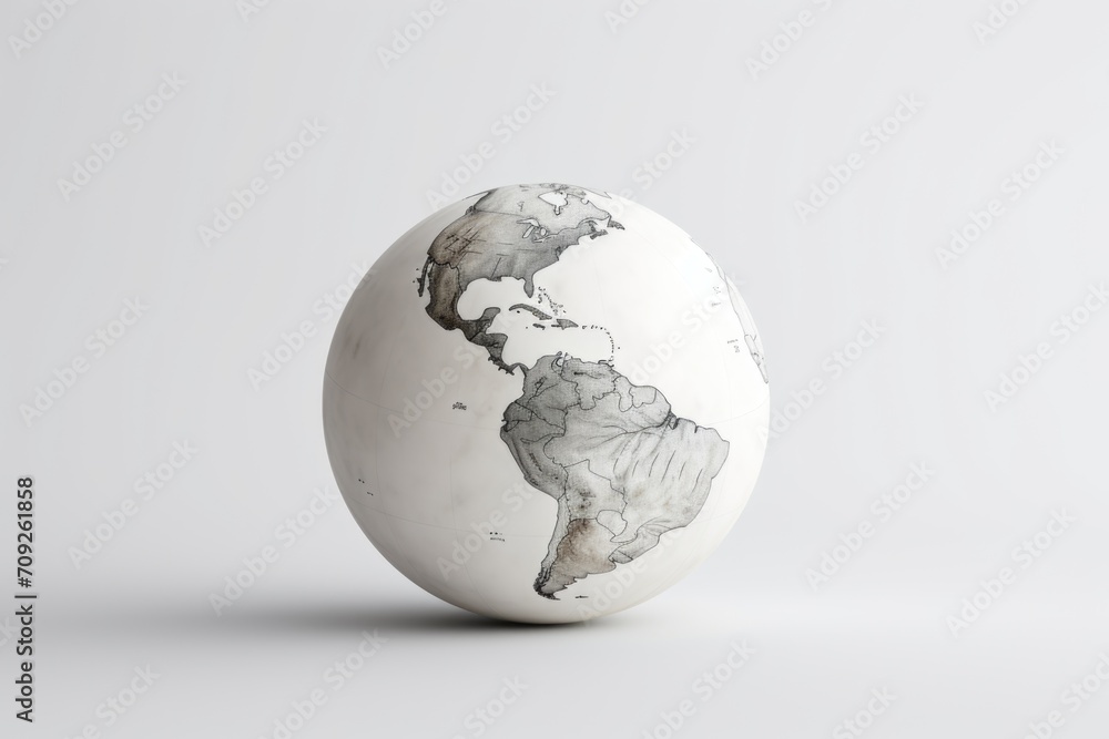 White retro globe of earth on white background, closeup. White retro globe of earth on white background, closeup.