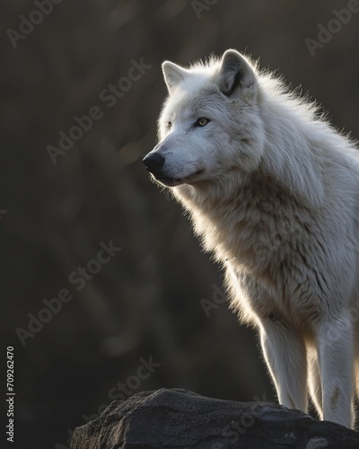 White Wolf in Natural Habitat under Daylight  