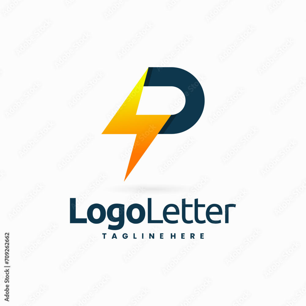 Electric Letter P logo design combination concept Electric Letter P logo design combination concept