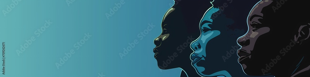 group of young Afro american people in abstract colorful ultra wide background Black history month celebration - generative ai group of young Afro american people in abstract colorful ultra wide background Black history month celebration - generative ai