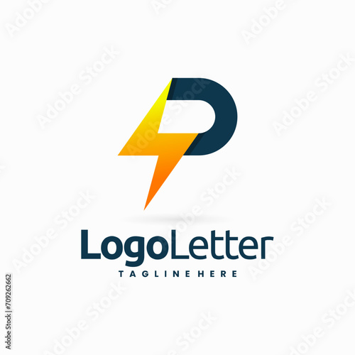 Free Download Electric Letter P logo design combination concept - GFXLoad