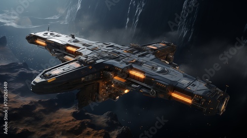 Fototapeta Naklejka Na Ścianę i Meble -  A mining spaceship in an empty land