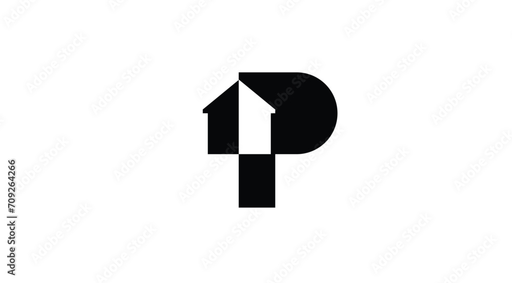 Sign P house logo Design. Letter P home logo design vector. Abstract logo design for real estate company Sign P house logo Design. Letter P home logo design vector. Abstract logo design for real estate company