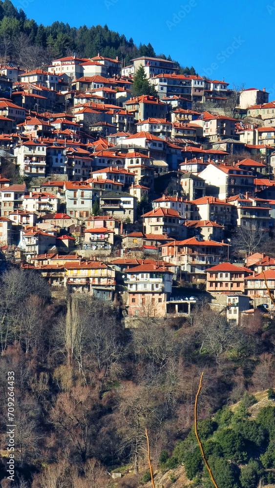 metsovo city greece sunnyn winter day in ioannina  perfecture