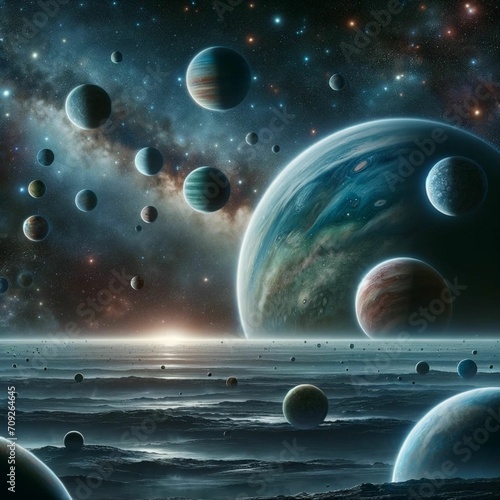 Beautiful space, planets. Photo wallpapers.