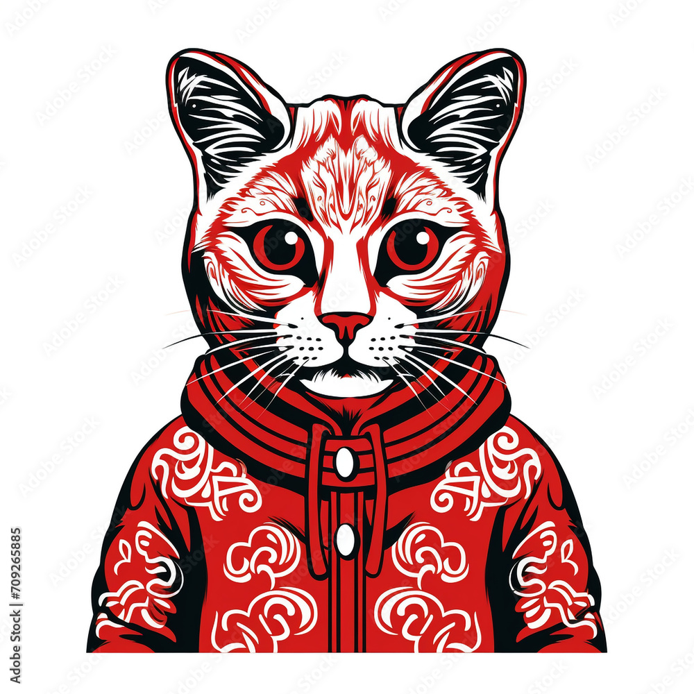 Fototapeta premium cat with a christmas outfit design graphic created with Generative Ai
