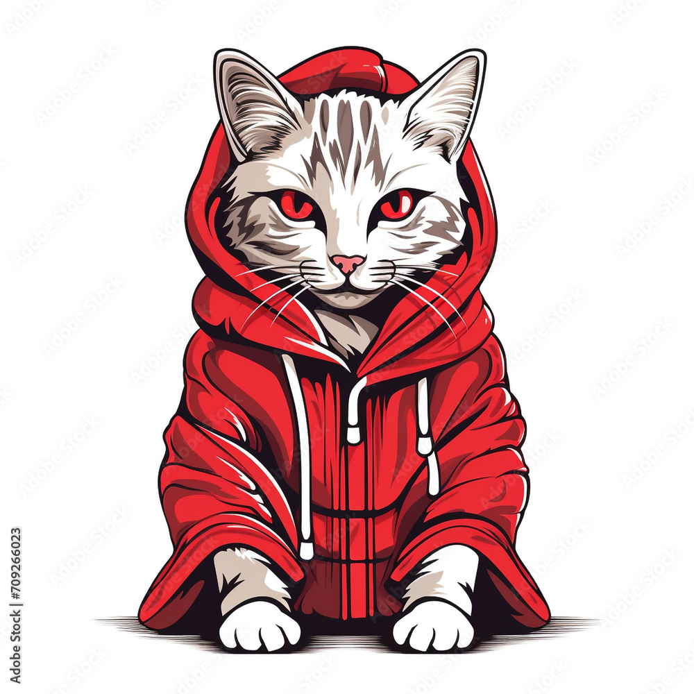 cat with a christmas outfit design graphic created with Generative Ai