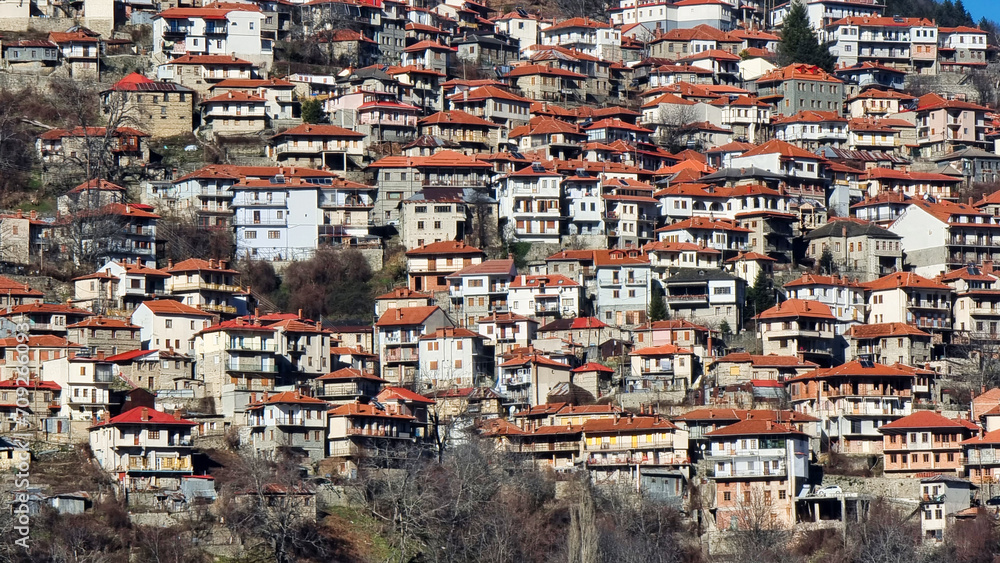 metsovo city greece sunnyn winter day in ioannina  perfecture