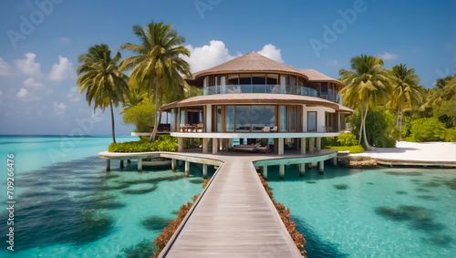 Beautiful villa on an island in the Maldives paradise © tanya78