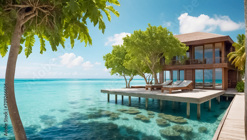 Beautiful villa on an island in the Maldives resort © tanya78