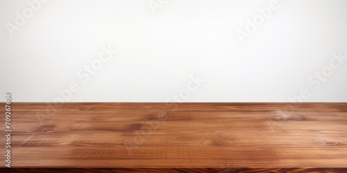 Isolated white background with an empty brown wooden table top.