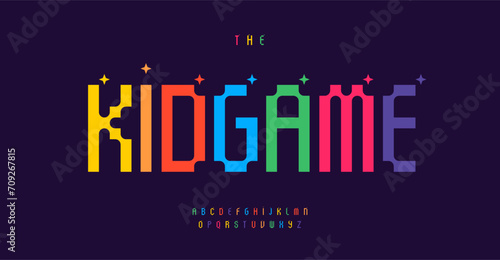 Colorful cube alphabet, vibrant playful letters, funny educational font for joyful modern logos, cheerful headline, lively typographic design. Vector typeset.