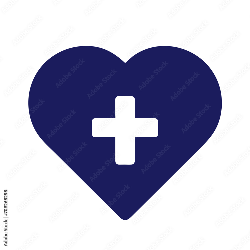 Ambulance cross icon on the heart, symbol of charity and help Ambulance cross icon on the heart, symbol of charity and help