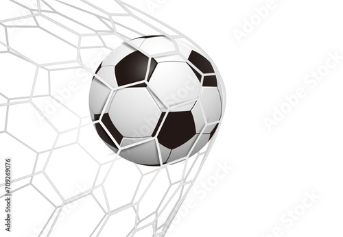 Soccer ball in net isolated, football ball in goal net on a transparent white background – vector © dlyastokiv