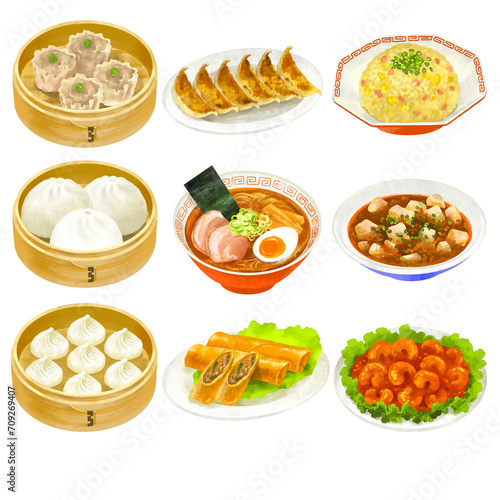 中華料理のイラストセット　２