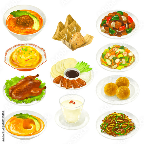 中華料理のイラストセット　１