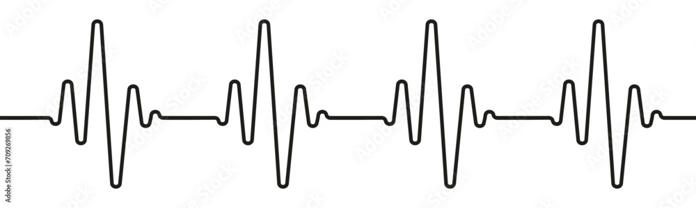 Heart beat pulse one line, hand drawn cardiogram wave sign, continuous lines heart beats, heartbeat - vector - obrazy, fototapety, plakaty 