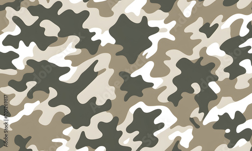 White Brown Camouflage Pattern Military Colors Vector Style Camo Background Graphic Army Wall Art Design