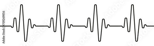 Heart beat pulse one line, hand drawn cardiogram wave sign, continuous lines heart beats, heartbeat - vector photo