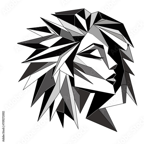 Vector illustration of a woman's head  origami style on white separate background, illustrazione vettoriale di testa di donna stile origami su sfondo bianco separato