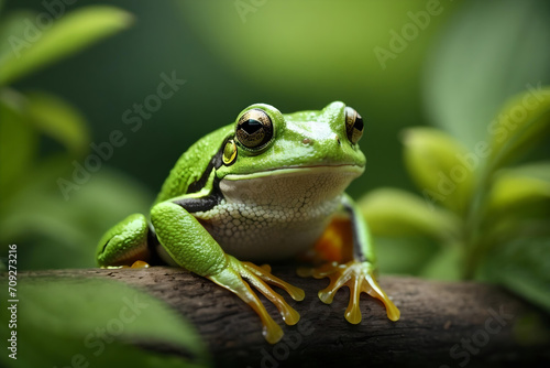 Vibrant American Green Tree Frog Close-up photo