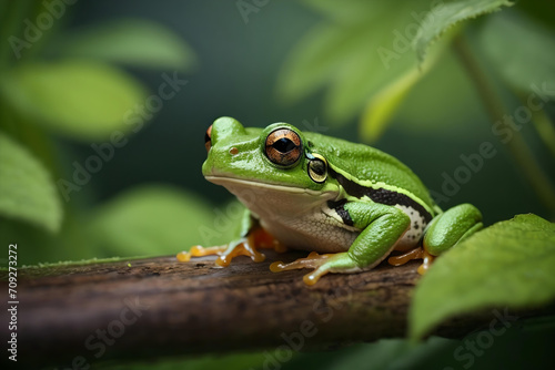 Vibrant American Green Tree Frog Close-up © Brandon