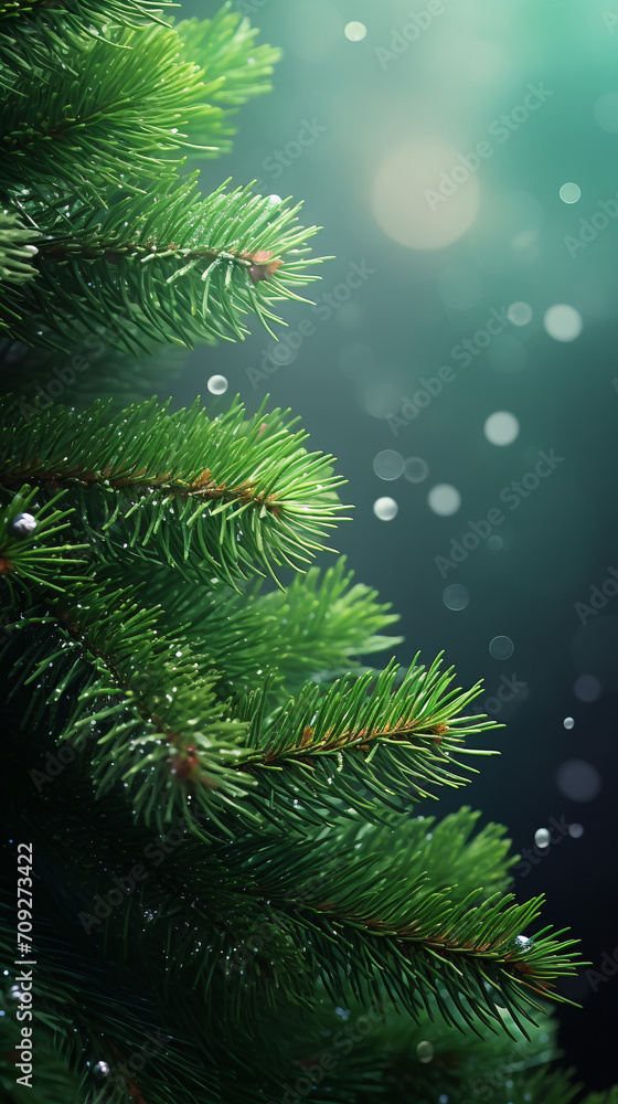 Hyper realistic christmas tree green spruce branch, lights created with Generative Ai Hyper realistic christmas tree green spruce branch, lights created with Generative Ai