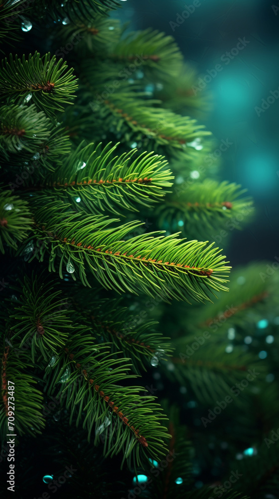 Hyper realistic christmas tree green spruce branch, lights created with Generative Ai Hyper realistic christmas tree green spruce branch, lights created with Generative Ai
