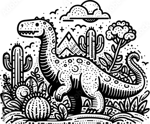 Doodle Dinosaur Cartoon icon 7
