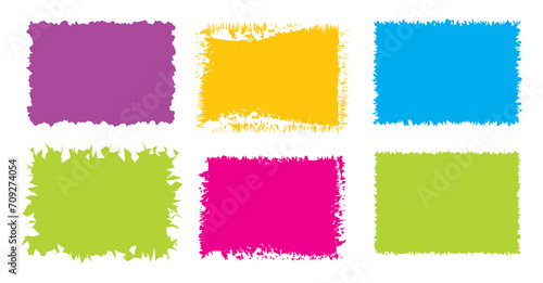 Jagged rectangle. Bright color simple shapes. Rectangle paper template jagged and rough.