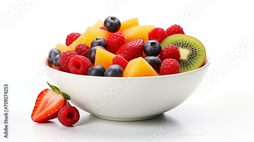 Delicious Fruit Bowl full of fresh fruit on a White background