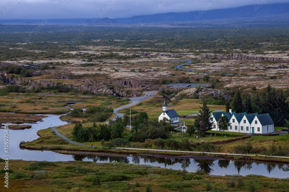 Tingvellir National Park is a place where you can see the meeting of two tectonic plates - European and North American. Southern Iceland