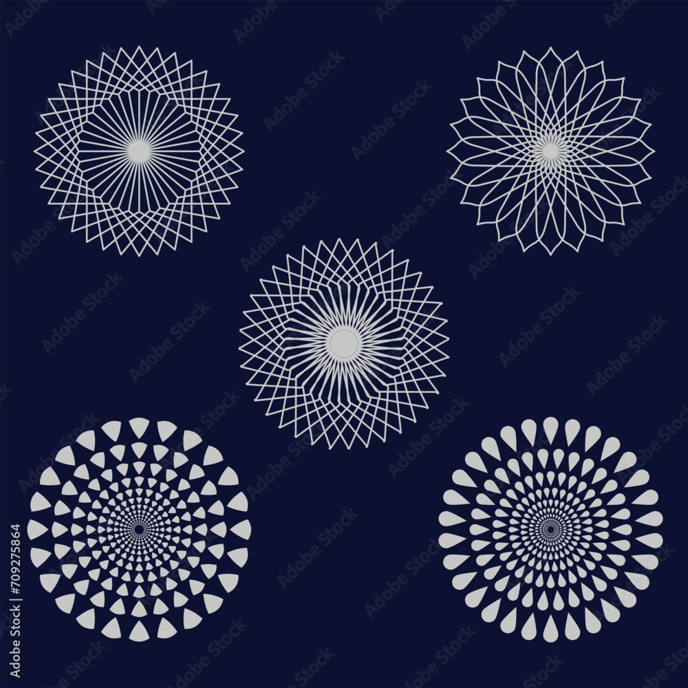 Silver color flower mandala set design Silver color flower mandala set design