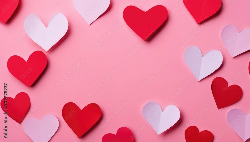 Valentine's day hearts on pink background