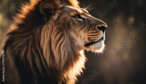 Majestic lion profile in golden light