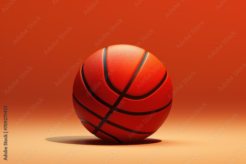 Basketball on orange gradient background with shadow.