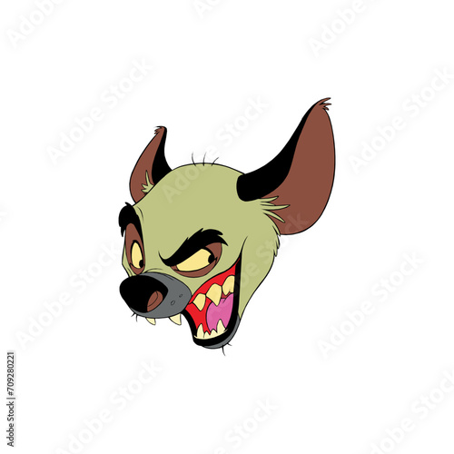 Hyena head isolated on White Background. Genus Crocuta. Africa.