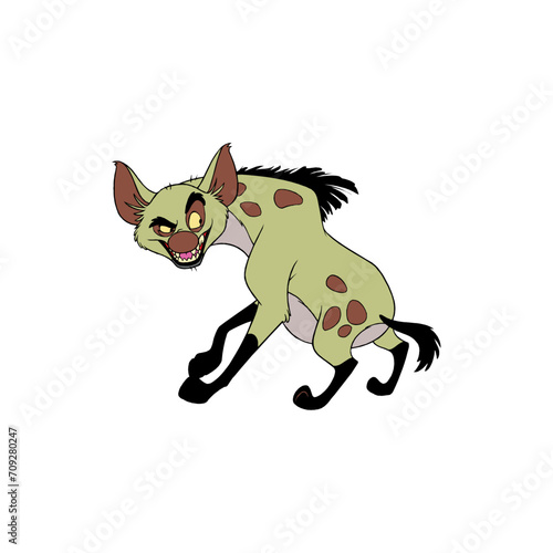 Hyena isolated on White Background. Genus Crocuta. Africa.